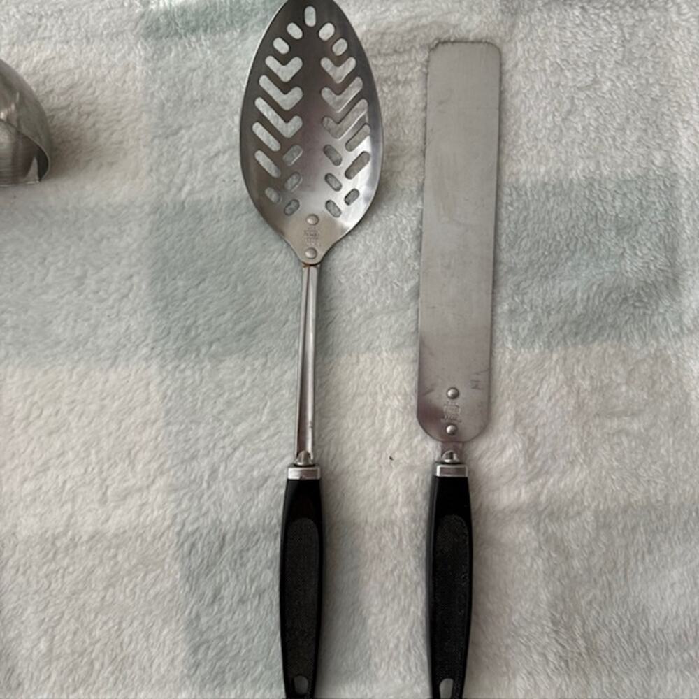 Vintage Ecko Stainless Steel Slotted Spoon/ Icing-Frosting Spatula 2pc
